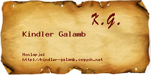 Kindler Galamb névjegykártya